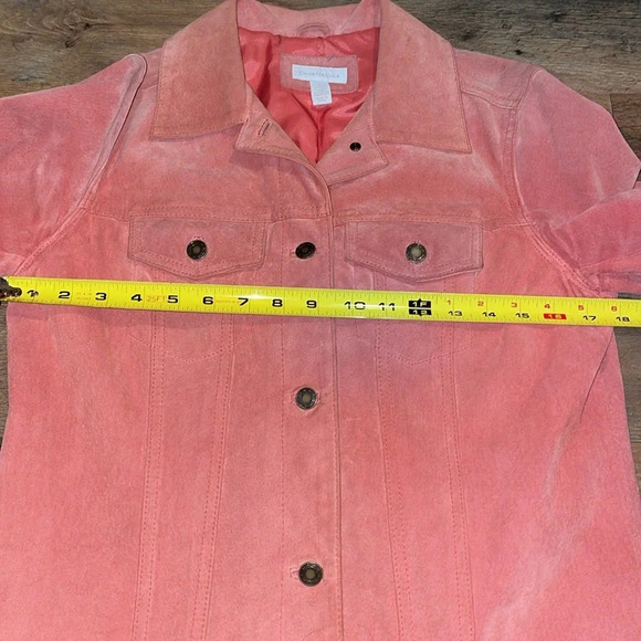 Charter Club Leather Jacket in a classic Jean Jacket Style!!!  Size small. - Picture 3 of 7